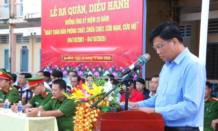 Ảnh: Đ/c Trần Trung Lập, Phó Bí Đảng ủy, Chủ tịch UBND xã phát biểu tại buổi  Lễ. 